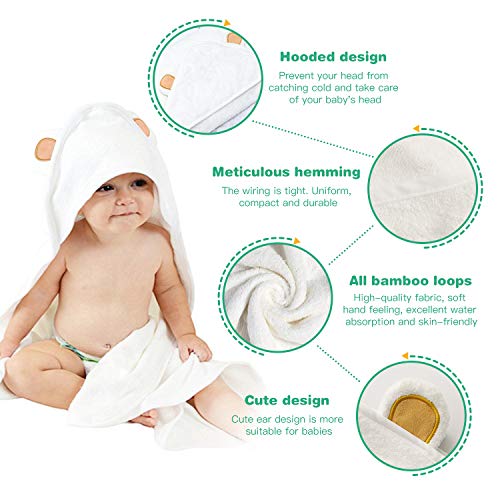 HyAdierTech Baby Toalla con Capucha, Toalla de Baño Bebé, Capa de Baño Bebé Infantil, Toalla Bebe Recien Nacido, Ultra Suave Hipoalergénica de Bambú Orgánico Super Absorbente