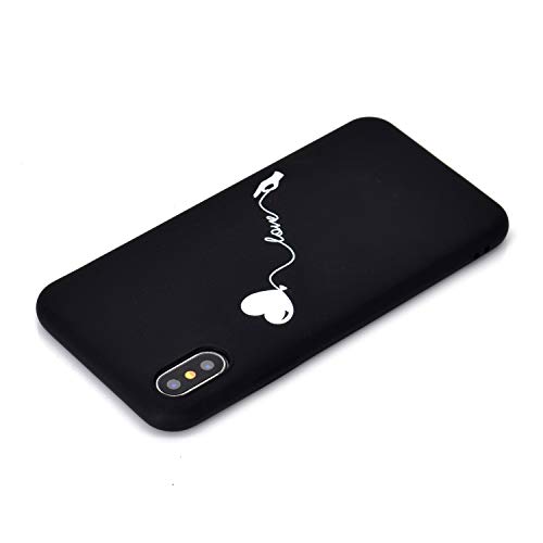 HYcase Estuche para iPhone XS MAX, Funda Protectora de Funda de Negro Puro con Brillo de Silicona TPU Ultra Brillante y Creativa a Todo Color para iPhone XS MAX- Love