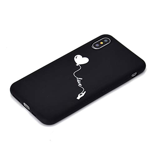 HYcase Estuche para iPhone XS MAX, Funda Protectora de Funda de Negro Puro con Brillo de Silicona TPU Ultra Brillante y Creativa a Todo Color para iPhone XS MAX- Love