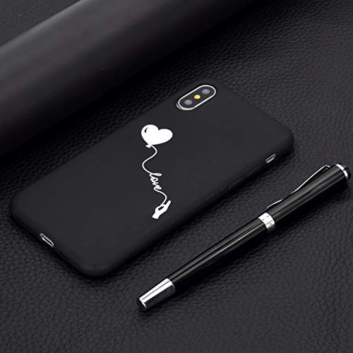 HYcase Estuche para iPhone XS MAX, Funda Protectora de Funda de Negro Puro con Brillo de Silicona TPU Ultra Brillante y Creativa a Todo Color para iPhone XS MAX- Love