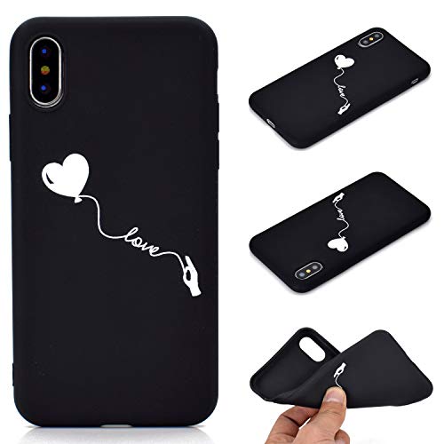 HYcase Estuche para iPhone XS MAX, Funda Protectora de Funda de Negro Puro con Brillo de Silicona TPU Ultra Brillante y Creativa a Todo Color para iPhone XS MAX- Love