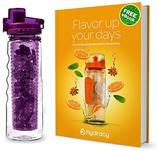 Hydracy Botella de Agua con Filtro infusor para Fruta 750 ml con Funda Aislante antitranspirante - plástico Durable 100% sin BPA ìPerfecta para Hacer Deporte y cuidar tu Salud! Lollipop Rosa