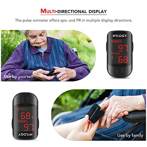 HYLOGY Oxímetro de Pulso, Pulsioximetro de Dedo Profesional saturacion oxigeno oxímetro con pantalla OLED (negro)