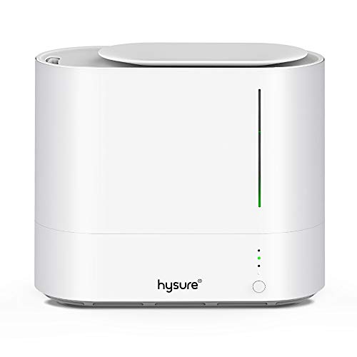 Hysure Humidificador Ultrasónico de 2,2 L, Depósito de Agua de Gran Capacidad, Apagado Automático,Blanco