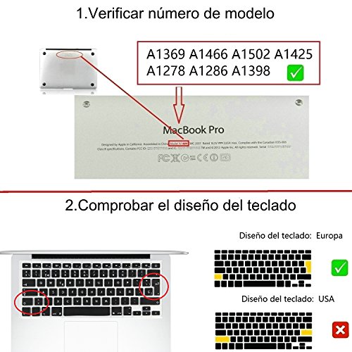i-Buy La cubierta del teclado de silicona para el MacBook Air&Pro de 13&15 pulgadas[teclado Europea,español]- Negro