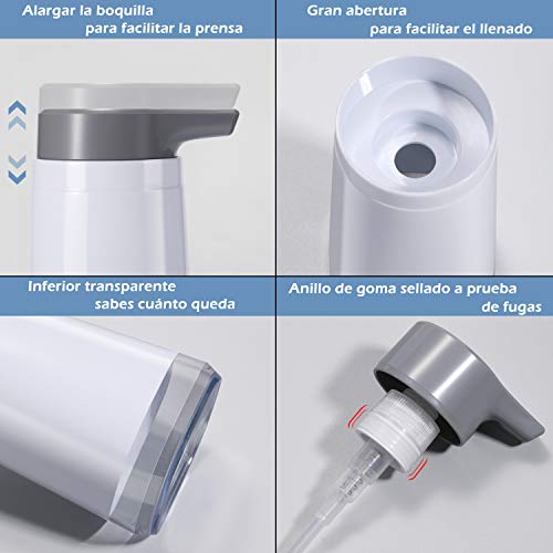 Icefrog Dispensadores de Jabón Baño Manual, Dispensador Jabon Ducha [2 Pack], Dispensador de Desinfectante Manos 300ml, Dispensador Jabon Cocina, Baño, Lavavajillas, Bar, Barra, etc.