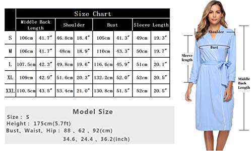 iClosam Batas Mujer Algodón Largo,Kimono con Cinturón Primavera,Ropa de Dormir Cuello en V Suave y Comodo S-XXL