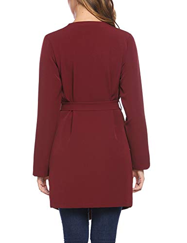 iClosam Gabardina para Mujer Chaqueta Fina con cinturón Gabardina Abrigo Outwear Señoras Cascada Cárdigan de Manga Larga