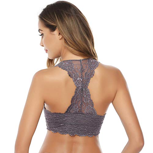 iClosam Sujetador Mujer Encaje Sexy sin Aros,Bralette Flores Bra con Rellenos Comodo y Transpirable