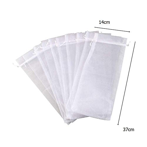 ICYANG 20 bolsas de organza para botella de vino, bolsa de regalo con cordón para Navidad, bodas, fiestas blanco