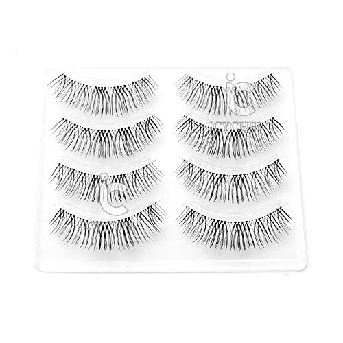 ICYCHEER - Pestañas postizas japonesas de estilo natural, pestañas de maquillaje ultra ligeras, pestañas de aire, extensiones hechas a mano, pestañas afiladas suaves superiores e inferiores.