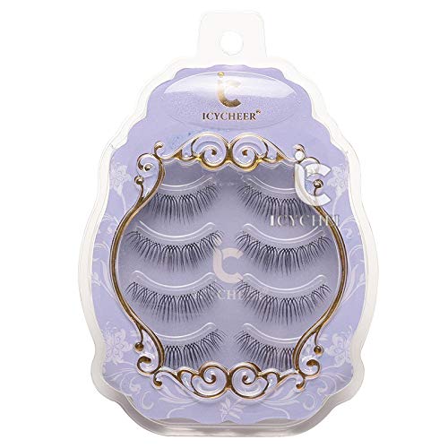 ICYCHEER - Pestañas postizas japonesas de estilo natural, pestañas de maquillaje ultra ligeras, pestañas de aire, extensiones hechas a mano, pestañas afiladas suaves superiores e inferiores.
