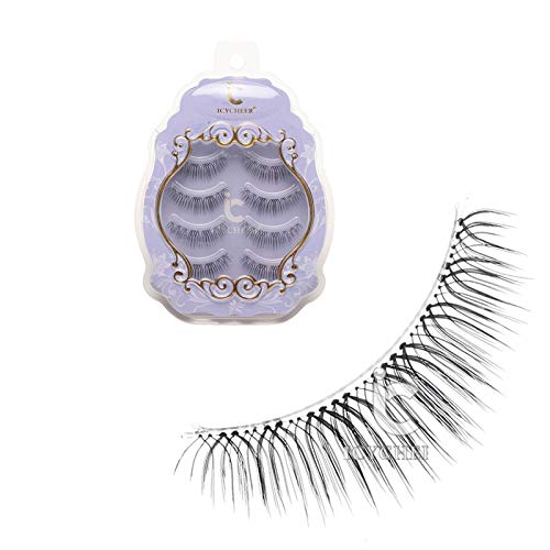 ICYCHEER - Pestañas postizas japonesas de estilo natural, pestañas de maquillaje ultra ligeras, pestañas de aire, extensiones hechas a mano, pestañas afiladas suaves superiores e inferiores.