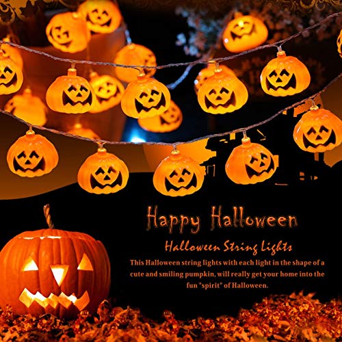 Idefair Luces de la secuencia de la calabaza de la decoración de Halloween, luces de secuencia al aire libre impermeables de 10ft 20LED Halloween
