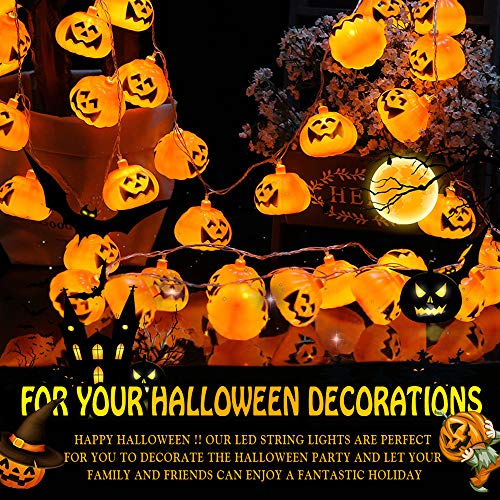 Idefair Luces de la secuencia de la calabaza de la decoración de Halloween, luces de secuencia al aire libre impermeables de 10ft 20LED Halloween
