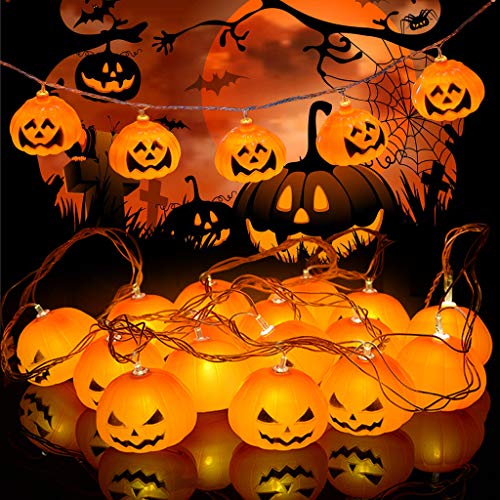 Idefair Luces de la secuencia de la calabaza de la decoración de Halloween, luces de secuencia al aire libre impermeables de 10ft 20LED Halloween