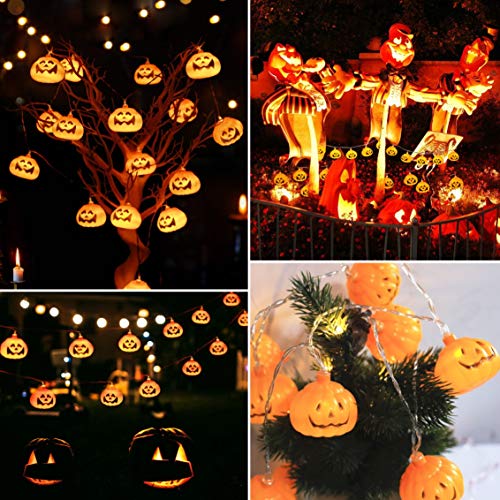 Idefair Luces de la secuencia de la calabaza de la decoración de Halloween, luces de secuencia al aire libre impermeables de 10ft 20LED Halloween