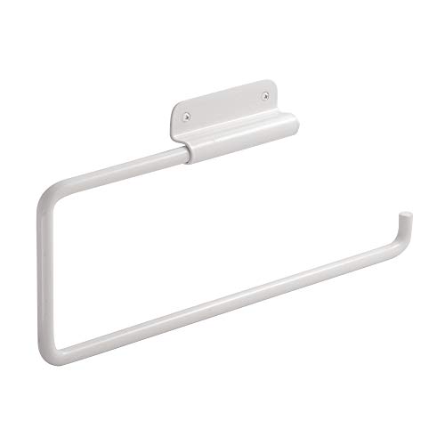 iDesign Portarrollos de cocina, sujeta rollos orientable de metal con barra giratoria para papel de cocina, portarrollos de pared para 1 rollo de cocina, blanco