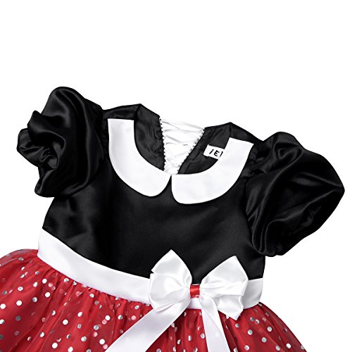 IEFIEL Vestidos de Princesa Fiesta Bautizo para Bebés Niñas Disfraces Infantiles de Navidad Carnaval con Lunares (9 Meses-4 Años) Rojo 2-3 años