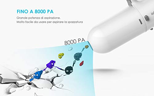 ieGeek Aspirador de Coche 8000 Pa, Versión Mejorada Aspiradora de Mano Potente con Cable de 4.5M DC 12V 130W, Aspirador Seco y Húmedo, con HEPA Filtro de Acero Inoxidable, 3 Boquillas