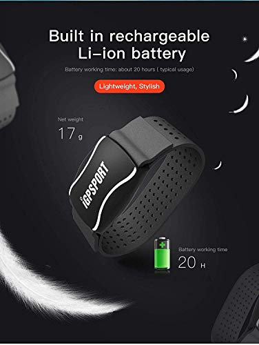 iGPSPORT HR60 pulsómetros Brazalete Compatible con Ant+ y Bluetooth Impermeable IPX7 Sensor Óptico de Frecuencia Cardíaca