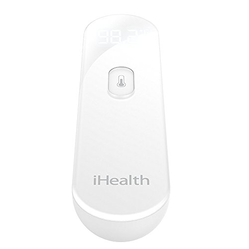 iHealth PT3 - Termómetro digital clínico infrarrojo sin contacto con la piel, higiénico, apto aara niños y adultos, medición en 1 segundo, desconexión automática, color blanco
