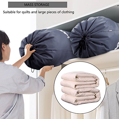 Ihomagic Bolsa de Colada con Cuerda nilón Cesto para Ropa Sucia Plegable para Baño Con Organizador Lavandería Material 210D Resistente para Cocina Dormitorio Hotel de Viaje Gran Capacidad 80-120L Gris