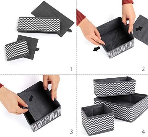 ilauke Organizadores de Cajones de Tela Oxford Duraderos Plegable, Cajas Divisorias de Armario para Organizar la Ropa Interior, Sujetadores, Calcetines y Pañuelos, 8 Cajas
