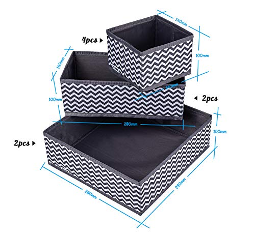 ilauke Organizadores de Cajones de Tela Oxford Duraderos Plegable, Cajas Divisorias de Armario para Organizar la Ropa Interior, Sujetadores, Calcetines y Pañuelos, 8 Cajas