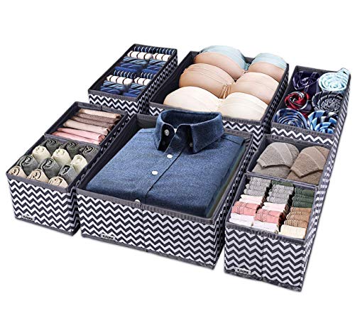 ilauke Organizadores de Cajones de Tela Oxford Duraderos Plegable, Cajas Divisorias de Armario para Organizar la Ropa Interior, Sujetadores, Calcetines y Pañuelos, 8 Cajas