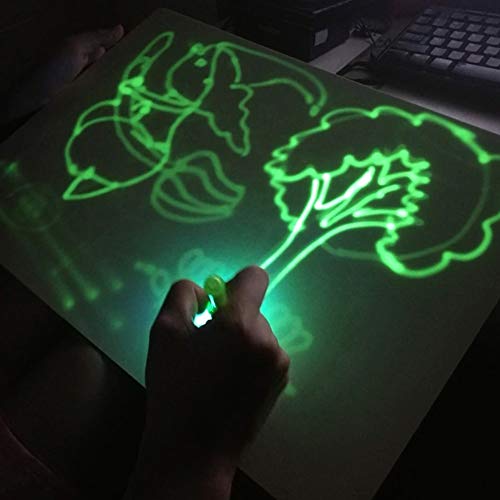 iLight - Nueva Pizarra Infantil Mágica de Dibujo con Luz - Juego de Pintar para Niños Niñas de 3 a 9 años Fomenta la Creatividad - Incluye Tablero + 1 Bolígrafo de Luz + 2 Plantillas [Tamaño A4]