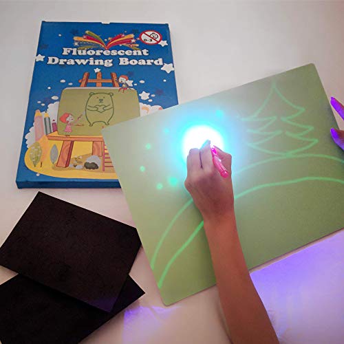 iLight - Nueva Pizarra Infantil Mágica de Dibujo con Luz - Juego de Pintar para Niños Niñas de 3 a 9 años Fomenta la Creatividad - Incluye Tablero + 1 Bolígrafo de Luz + 2 Plantillas [Tamaño A4]
