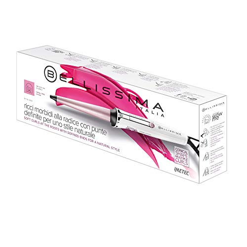 Imetec Bellissima GT15 200 - Plancha rizadora con revestimiento de cerámica, forma cónica, control de la temperatura, plateado