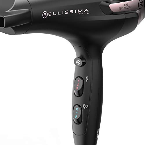Imetec Bellissima K9 2300 - Secador, seca y mantiene hidratado el cabello sin efecto rizado, 2300 W, tecnología de iones, 8 combinaciones de flujo de aire a temperatura, difusor incluido
