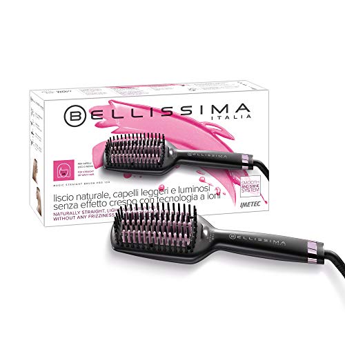 Imetec Bellissima Magic Straight Brush PB5 100 Cepillo Eléctrico Alisador para Cabello, Efecto Liso Natural, Cerdas Revestidas en Cerámica, Tecnología Iónica