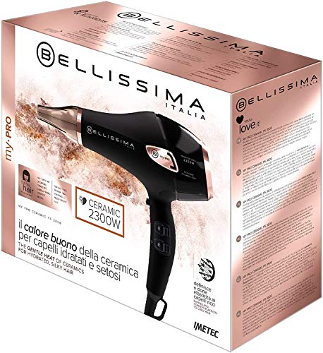 Imetec Bellissima My Pro Ceramic P5 3800 - Secador profesional para cabellos suaves y luminosos, tecnología cerámica, 2300 W, concentrador ultraestrecho, difusor, tecnología de iones