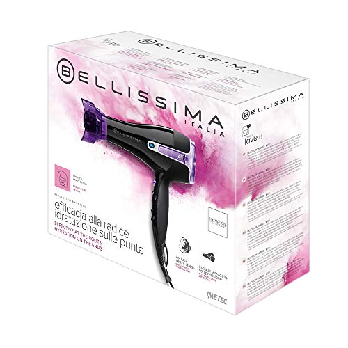 Imetec Bellissima Revolution BHD1 1000 Secador profesional, 1400 W, con rendimiento de 2000 W, tecnología de iones, sistema Eco Efficiency, 8 combinaciones de aire y temperatura