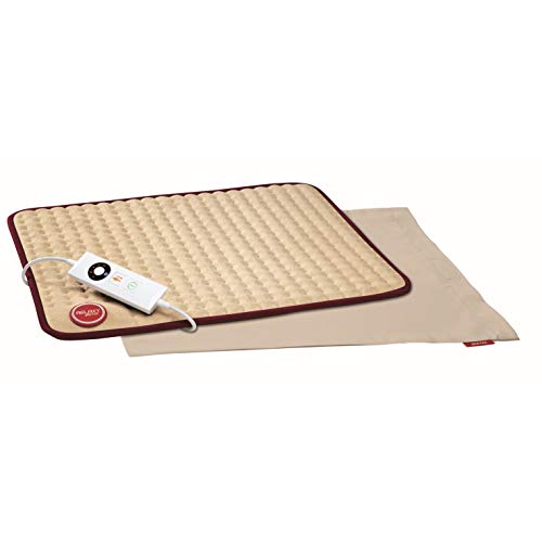 Imetec Relaxy IntelliSense HP-02 - Almohadilla térmica, 15 W, máximo 110 W, espalda, hombros, barriga y piernas, color beige y burdeos