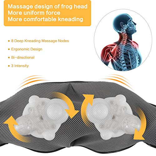 IMMEK Masajeador de Cuello y Hombros Básico Shiatsu Masajeador Cervical con 3D Rotación y Función de Calor para Relajación de Fatiga en Casa, Oficina o Coche, Alivio del los Dolores de los Músculos