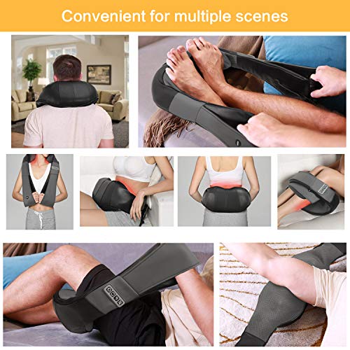 IMMEK Masajeador de Cuello y Hombros Básico Shiatsu Masajeador Cervical con 3D Rotación y Función de Calor para Relajación de Fatiga en Casa, Oficina o Coche, Alivio del los Dolores de los Músculos