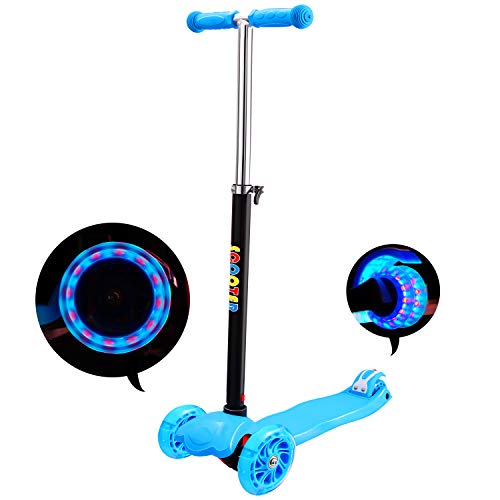 IMMEK Patinete de 3 Ruedas Scooter con Led Luces Manillar Altura Ajustable 71cm-83cm, Niños Adjustable Handles & Lightweight Construction