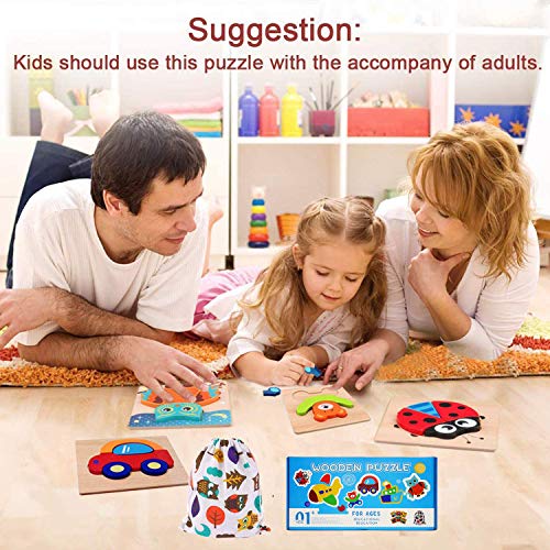 IMMEK Puzzles de Madera Juguetes para Bebes 1 Año 2 3 4 5 Años Montessori Educativos Rompecabezas Juegos Niñas y Niños Infantile Regalo Preescolar de Aprendizaje Temprano Animales y Vehículos 6 Piezas