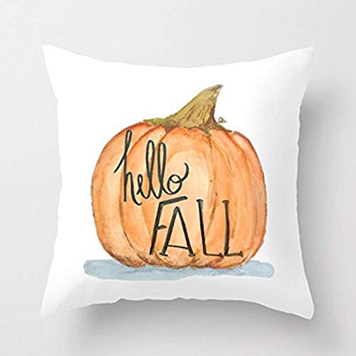 imndjz 18x18 Inches Hello Fall Pumpkin Super Soft Throw Pillow Case Cushion Cover Home Decor For All Saints' Day Gifts Thanksgiving Day Gifts New Year'S Gifts