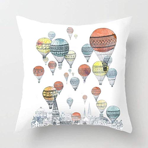 imndjz 18x18Inches Colorful Hot Air Balloon Super Soft Throw Pillow Case Cushion Cover Home Decor For All Saints' Day Gifts Thanksgiving Day Gifts New Year'S Gifts