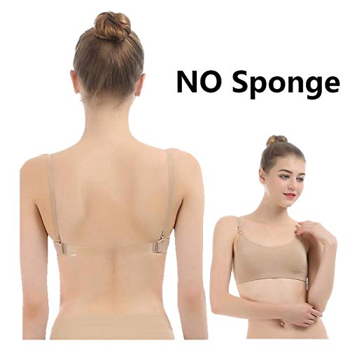 iMucci Sujetador Deportivo para Mujer Freebra sin Respaldo sin Costuras con Correas Transparentes Ajustables para el Baile de Ballet