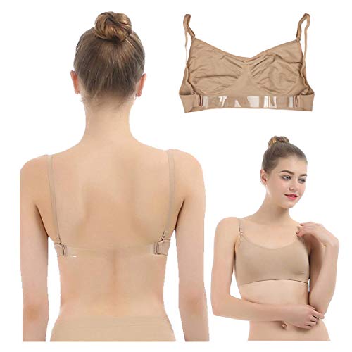 iMucci Sujetador Deportivo para Mujer Freebra sin Respaldo sin Costuras con Correas Transparentes Ajustables para el Baile de Ballet