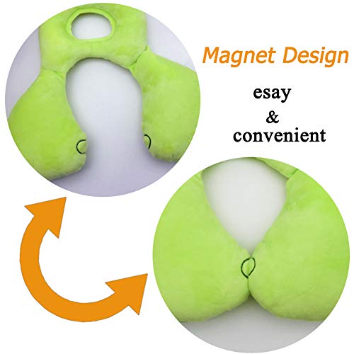 Inchant bebé apoyo para la cabeza y la ayuda del cuello almohada, niño cómodo viaje Cochecito de soporte de la cabeza del coche asiento Almohada (rana verde)