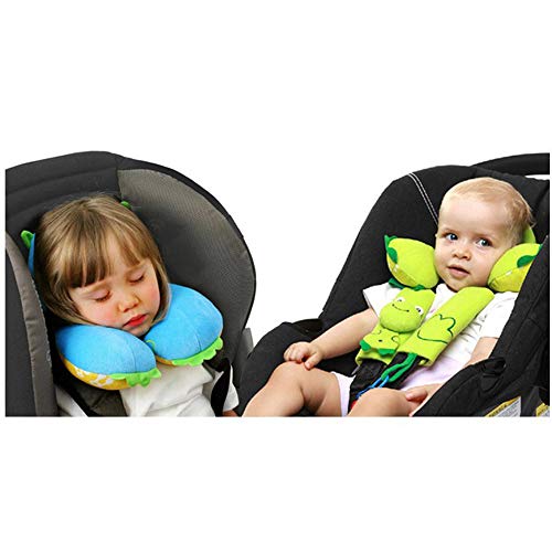 Inchant bebé apoyo para la cabeza y la ayuda del cuello almohada, niño cómodo viaje Cochecito de soporte de la cabeza del coche asiento Almohada (rana verde)