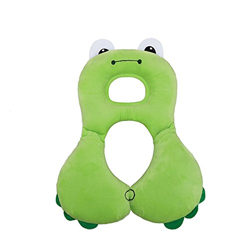 Inchant bebé apoyo para la cabeza y la ayuda del cuello almohada, niño cómodo viaje Cochecito de soporte de la cabeza del coche asiento Almohada (rana verde)