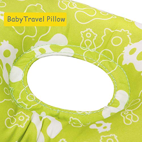 Inchant bebé apoyo para la cabeza y la ayuda del cuello almohada, niño cómodo viaje Cochecito de soporte de la cabeza del coche asiento Almohada (rana verde)